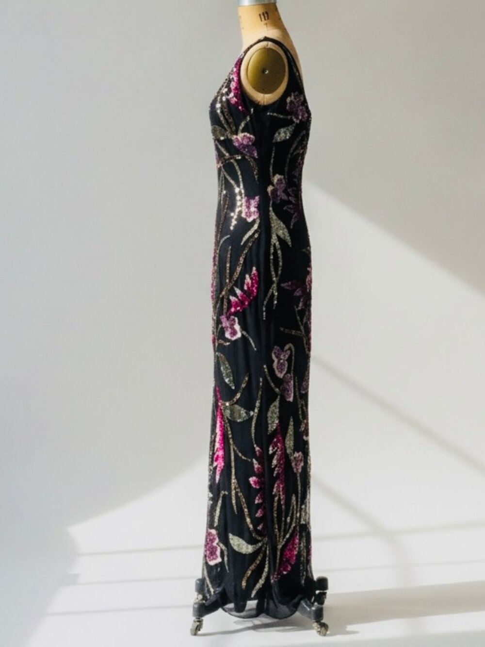 Sue Wong Nocturne 100% Silk Beaded Sequin Maxi Gown Bergdorf Goodman Size 6 - Picture 3 of 7